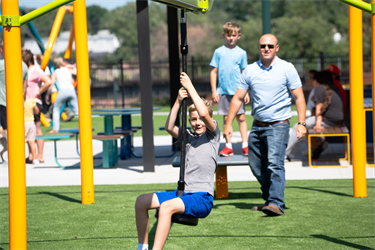 Zip line at Jacobson Plaza