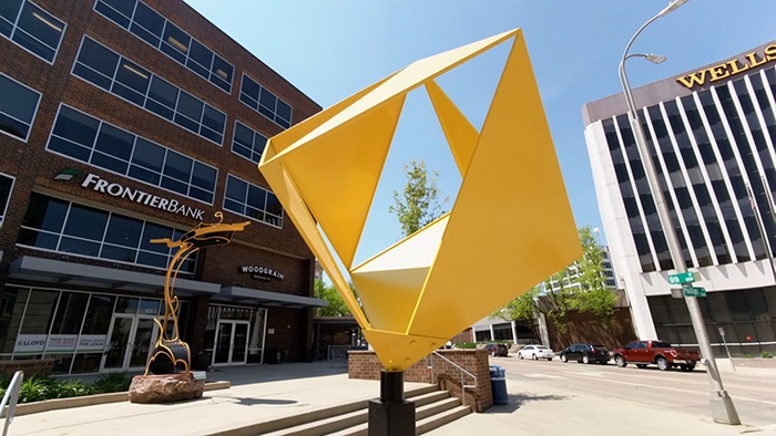 Yellow sculpture on Phillips Avenue